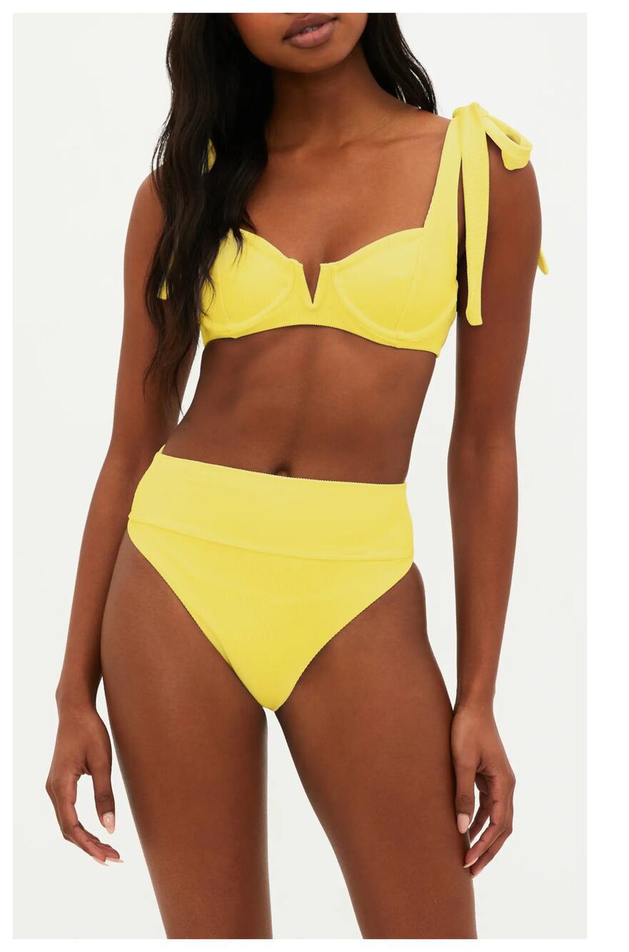 NEW BEACH RIOT Blaire Top & Highway High Waist Bikini Bottoms Set Size XL